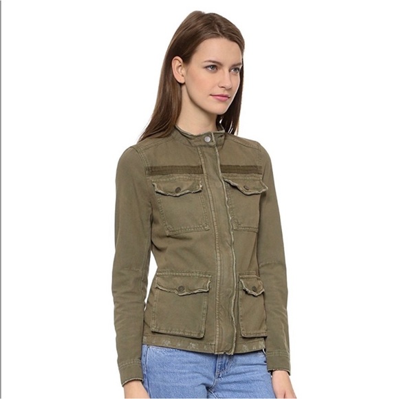 FREE PEOPLE S green/brown  rumpled army jacket with front four pockets - Picture 3 of 14